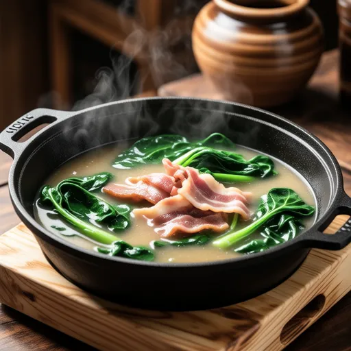 Bacon and Spinach Miso Soup