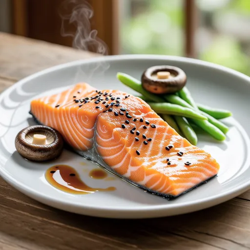 Grilled Salmon with Garlic Negi Salt Sauce