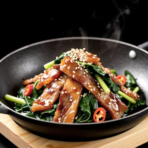 Spinach and Spam Stir-fry