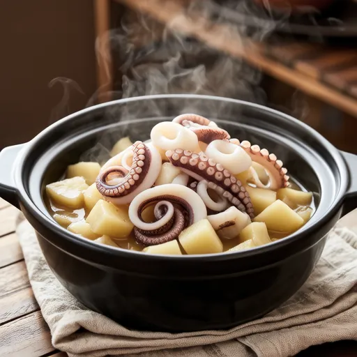 Simmered Squid with Daikon and Taro