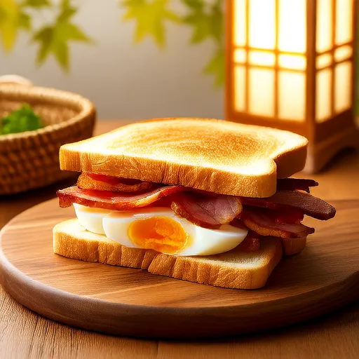 香腸與培根的早餐三明治