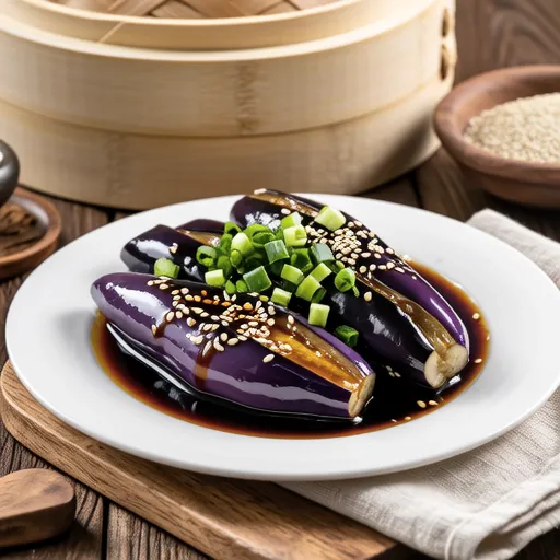 Steamed Eggplant with Sesame Scallion Sauce