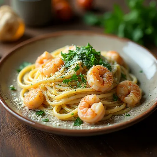 Shrimp and Arugula Cream Pasta