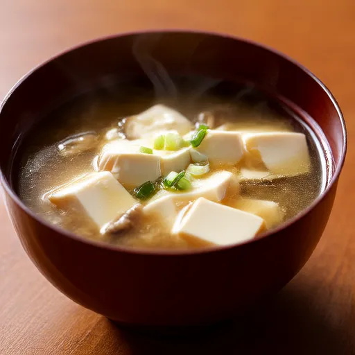 Enoki mushroom and tofu miso soup
