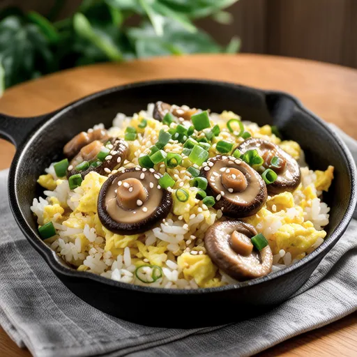 Enoki Mushroom Egg Fried Rice with Scallion Oil