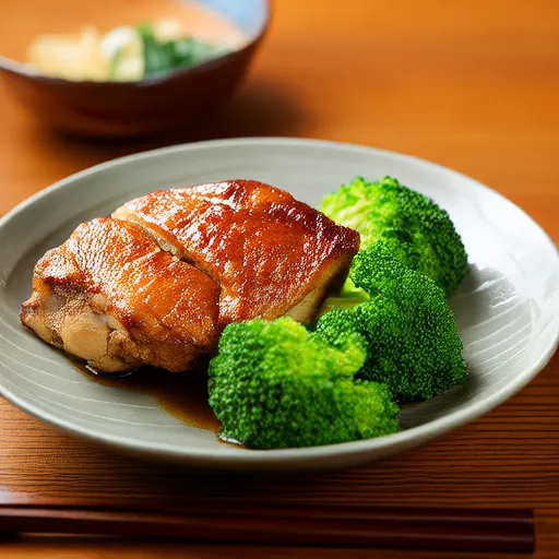 อกไก่ย่างและบร็อคโคลีนึ่ง