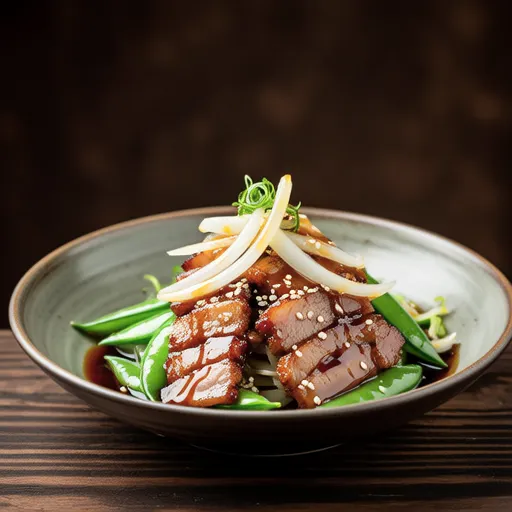 Pork and Pea Shoots with Ponzu Dressing