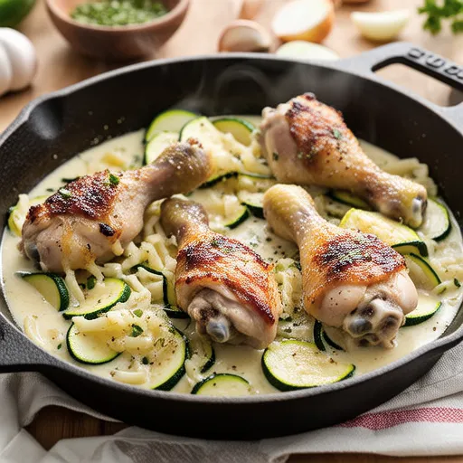 Chicken and Zucchini Carbonara Style