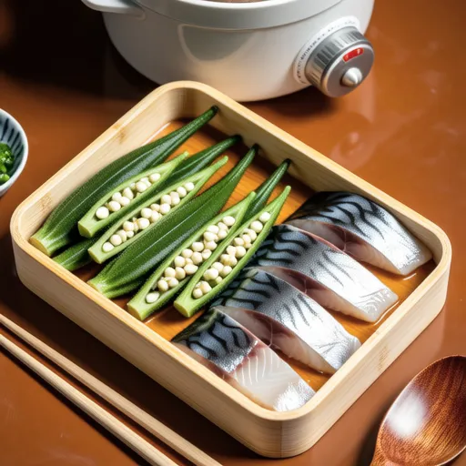 Saba Canned Mackerel and Okra with Mustard Soy Sauce