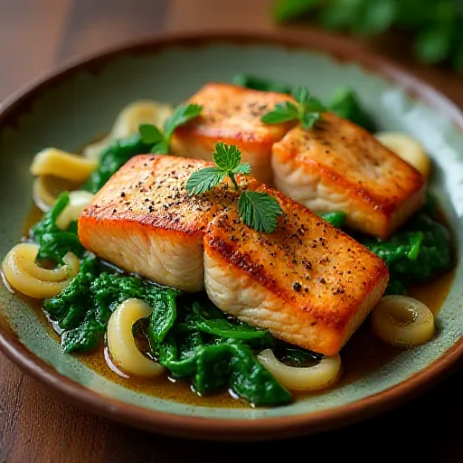 Salmon and Spinach Butter Sauté