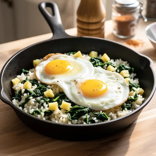 Spinach Curry Fried Rice in One Pan