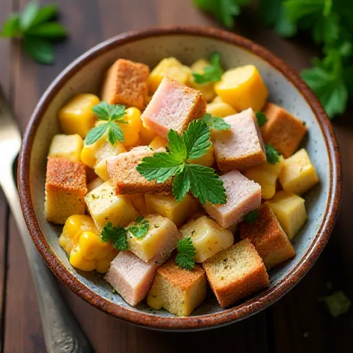 Хлебный салат с кукурузой и тунцом