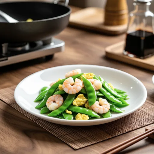 Snap Peas and Shrimp Fluffy Egg Stir-fry
