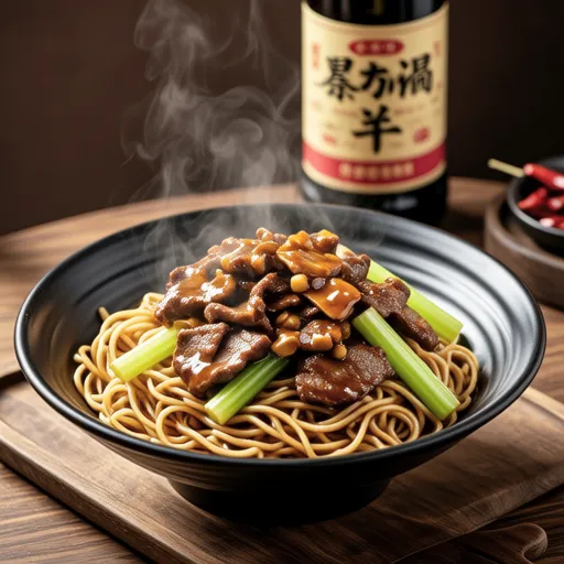 Celery and Beef Stir-fried Noodles with Sauce