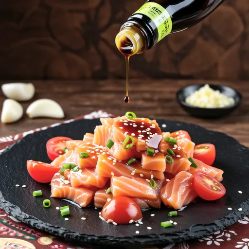 Skipjack Tuna with Tomato and Garlic Chive Sauce