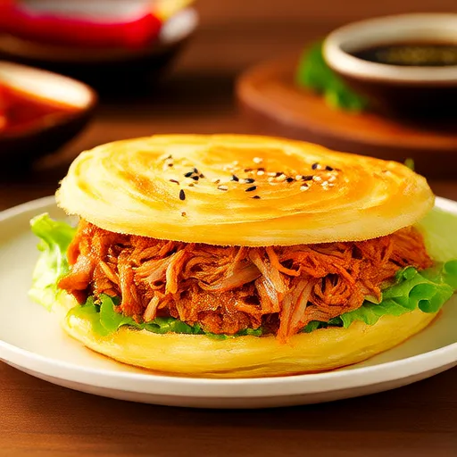 Kartoffelpuffer mit dünn geschnittenem Schweinebauch