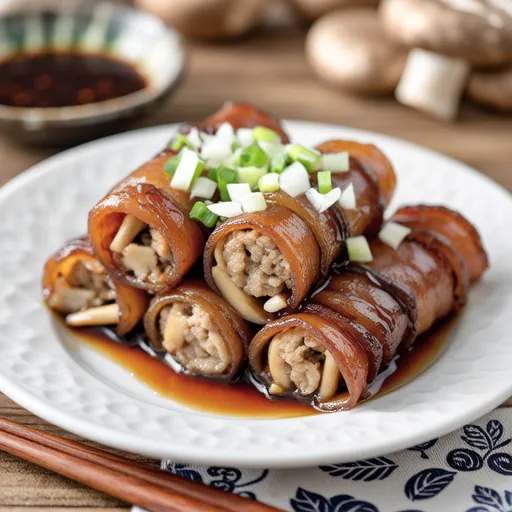 Shimeji Wrapped in Pork with Grated Daikon Ponzu