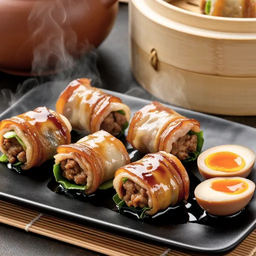 Bean Sprout Pork Rolls and Sweet Soy Eggs