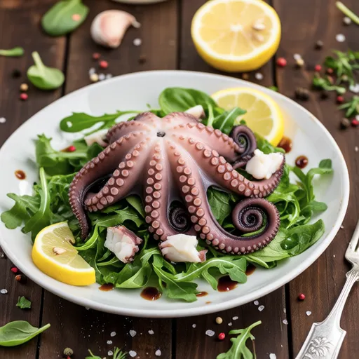Octopus and Baby Leaf Lemon Salad