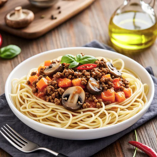 Minced Meat and Shimeji Mushroom Arrabbiata Pasta