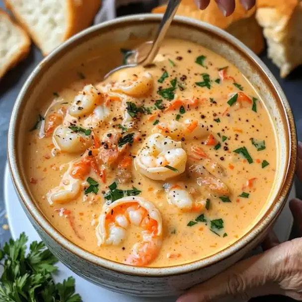 クリーミーシーフードビスク カニとエビ添え