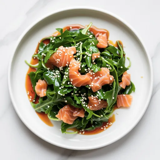 Mizuna and Spicy Salmon Salad
