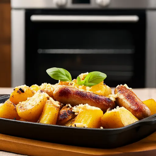 Assado de Batata, Salsicha e Manjericão
