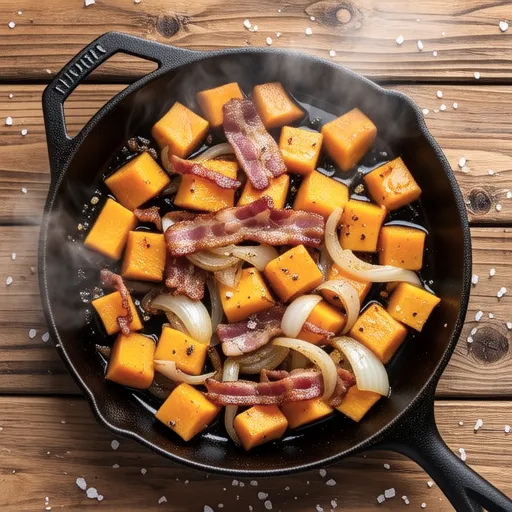 Pumpkin and Bacon Stir-fry with Salt and Pepper
