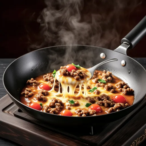 Stir-fried Bean Sprouts and Tomato with Ground Meat and Cheese