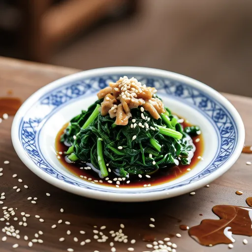 Spinach with Tuna and Miso Dressing
