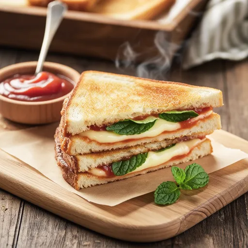 Basil and Cheese Fried Tofu Sandwich