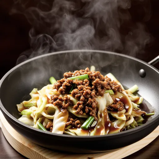 Spicy Miso Stir-fried Ground Beef and Cabbage