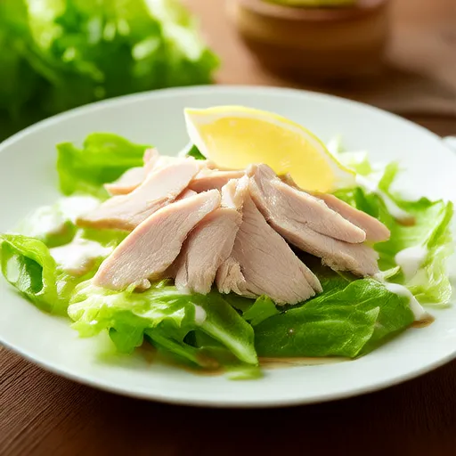Низкокалорийный салат с куриной грудкой и салатом