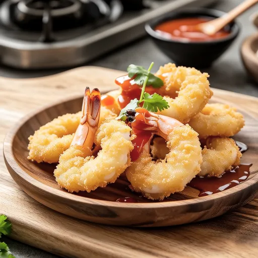 Eggplant and Shrimp Fritters with Sweet Chili Sauce