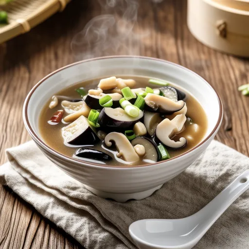 Eggplant and Enoki Miso Soup