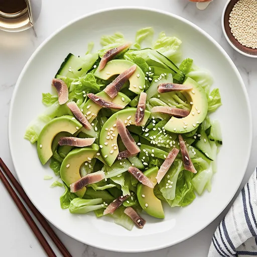 Cabbage and Avocado Salad with Dried Baby Sardines