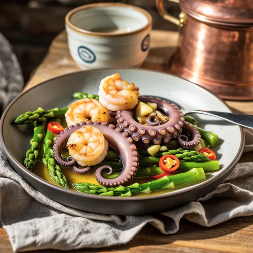Seafood and Asparagus Ajillo