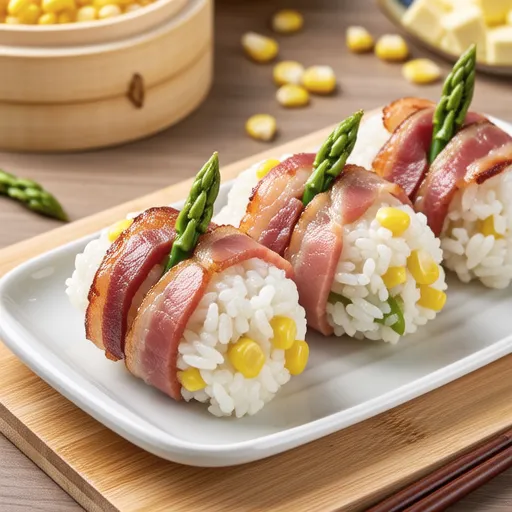 Mini Rice Balls with Asparagus and Bacon