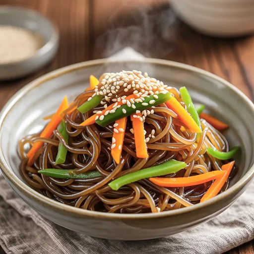 Shirataki Noodles with Bell Peppers in Sesame Miso Sauce