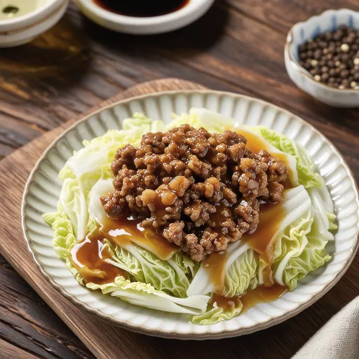 Stir-fried Cabbage and Ground Meat with Ponzu Mayo