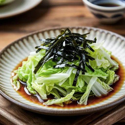 Cabbage and Wakame with Vinegar Miso Sauce