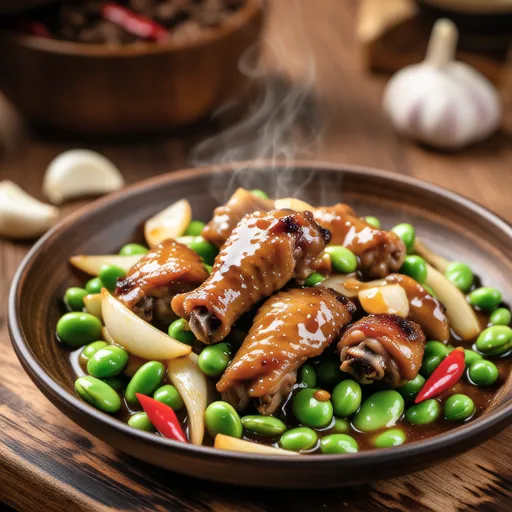 Garlic Stir-fried Chicken and Broad Beans