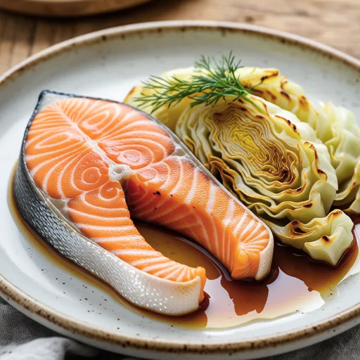 Grilled Salmon and Cabbage in Vinegar Sauce