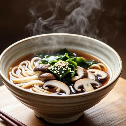 Enoki Mushroom and Wakame Vermicelli Soup