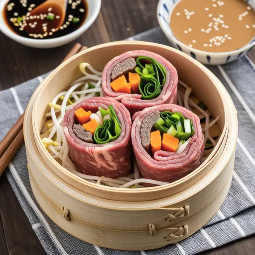 Beef Roll Steamed with Peanut Sauce