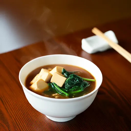 Sopa de miso con espinacas y tofu