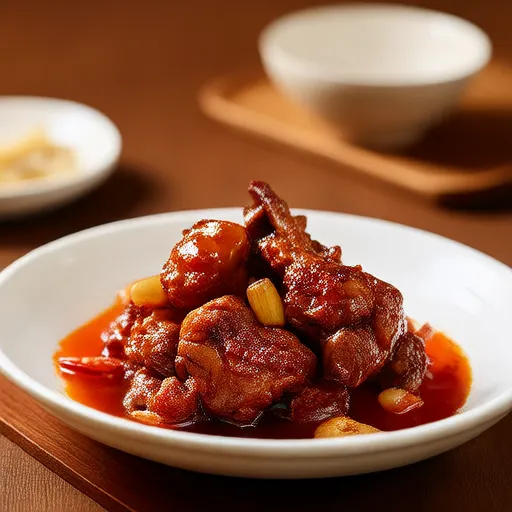 Koreanisches geschmortes Hühnchen mit Sojasoße