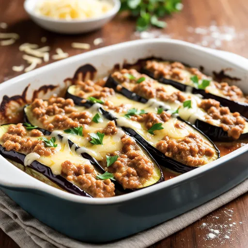 Eggplant and Meat Macaroni Gratin