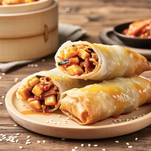 Mackerel and Kimchi Cheese Spring Rolls