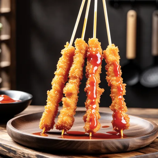 Chicken Nugget Skewers with Sweet and Spicy Sauce